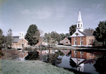 Two Brick Churches Beside A Pond In Harrisville, New Hampshire by George French