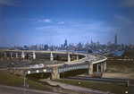 Red Star Trucking Co Trucks On Interchange Ramp With New York City Skyline In Background by George French