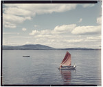 Single Sailboat On Province Lake With Green Mountain In Distance Near Effingham, New Hampshire by George French