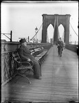 Woman Sitting On A Bench On The Brooklyn Bridge by George French