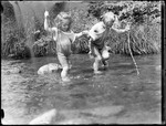Two Young Girls Playing In A Stream by George French