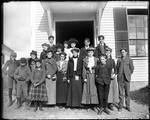 School Group And Teachers At The Steps Of Their School House by George French