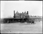Train Station, Montclair, Nj, Horse And Carriages Standing Outside by George French