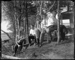 George French And Four Friends At A Lakeside Cabin by George French