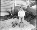 Young Boy With Pail & Shovel In A Sandbox by George French