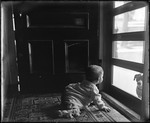 Baby Looking At A Dog Through A Screen Door by George French