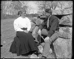 George French And A Young Lady Sitting On A Stone Wall by George French