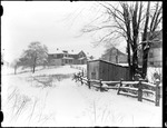 Winter Scene Of Snow Covered Field & Split Rail Fence & Homestead by George French