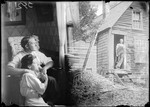 Split Image, George French At Home With Margaret & Pa Standing In Doorway Of Barn by George French