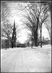 Snow Covered Street With Church, Monson, Ma by George French
