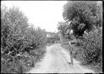 Man Walking Down A Rual Road Near A Farmhouse by George French