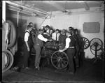 Men Standing Around An Engine In An Auto Shop, New Jersey by George French