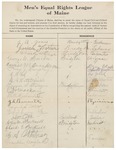 1913 Petition of the Men's Equal Rights League of Maine in favor of voting rights of women by Men's Equal Rights League of Maine