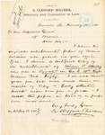 S. Clifford Belcher requesting a copy of Hiram P. Hewey's enlistment papers by S Clifford Belcker