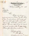 O. P. S. Blacke, acting commissionor of the Department of the Interior, requesting rolls from 1878 be sent back to him by O P.S Blacke