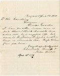 Letter from Sheriff Luther Balle and Jailer Walderle to Governor Alonzo Garcelon