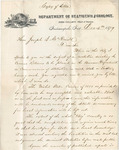 Copy of letter to Senator Joseph E. McDonald sent from John Collett, Chief of Department of Statistics and Geology by John Collett