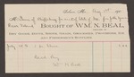 Account with William N. Beal for shoes purchased for Joth. Young of Bear Island