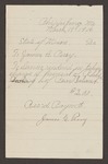Receipt from James C. Perry for services rendered in taking charge of funeral of Rhoda Darling of Bear Island