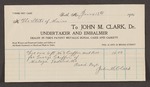 Account with John M. Clark for coffin and box for George Griffin