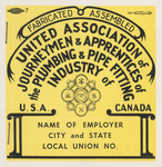 Union label by United Association of Journeymen and Apprentices of Plumbing and Pipe Fitting Industry of the United States and Canada