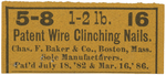 Patent Wire Clinching Nails by Charles F. Baker and Company