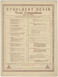 Ethelbert Nevin Vocal Compositions / Songs and Duets by Ethelbert Nevin, Vance Thompson, G. Schirmer, Winthrop Rogers, and Max Spicker