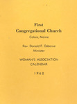 First Congregational Church of Calais Women's Association Calendar 1962