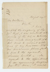 0862-08-31 Dr. Monroe requests a pass to settle his business and recommends John G. Brooks and George Holmes as examining surgeons for the town by Nahum P. Monroe