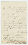 1863-05-16  Colonel Ames informs Governor Coburn of the discharge of surgeon Nahum P. Monroe