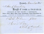 York & Ingraham Bill for Supplies for Town Poor, March 1851
