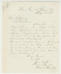 1865-05-29 Major Abner Small writes regarding bounty payment for Alfred Rainer by Abner Small