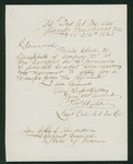 1861-11-26 Lt. Colonel Hight gives permission for Private Charles W. Campbell of Company D to apply for a transfer by Thomas Hight