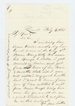 1865-02-10 Hiram F. Swett declines commission as 1st Lieutenant due to family trouble by Hiram F. Swett