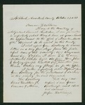 1861-10-23  Jasper Hutchings requests position as Quartermaster from Governor Washburn