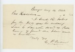 1862-08-14  G.P. Brown sends receipts for money due to the widow of Levi Lancaster of the 2nd Regiment