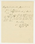 1861-08-01 Captain Batchelder of Company B requests a copy of his lost commission by E. A. Batchelder