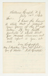 1862-07-14  Frank Haskell notifies Governor Washburn that he will travel to Maine and report to him at once