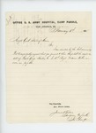 1865-01-11  Surgeon James Fisher requests the muster-in roll of Private George Martin