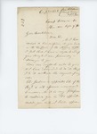 1861-09-09  Chaplain John R. Adams writes confidentially to Governor Washburn regarding discontent in the regiment
