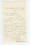 1862-08-14  Captain Daggett writes Governor Washburn about his certificate