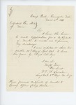 1865-03-04  Sergeant William B. Larrabee of Company C requests his muster certificate to obtain a discharge