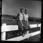Rockland Seafood Festival, 1958 - Twins with Lobsters by Maine Department of Sea and Shore Fisheries