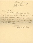 Letter From Henry L. Foss To His Father, July 8, 1919