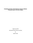 Evaluating the Role of Site Selection Criteria for Marine Protected Areas in the Gulf of Maine; Report #2, July 1998