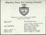 Migratory Game Bird Hunting Schedule, 1980