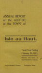 Annual Report of the Auditor of the Town of Isle au Haut : Fiscal Year Ending February 20, 1903 by Town of Isle au Haut