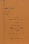Eighty-First Annual Report of the Municipal Officers of Isle au Haut, Maine for the Fiscal Year Ending February 1, 1955 and Town Warrant