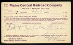 MEC Form F36 Freight Arrival Notice by Maine Central RR