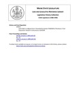 Legislative History: Communication from Chair, Weatherization Services Study Committee: Progress report and seeking authority to meet in 1989 to review proposed changes (SP23) by Maine State Legislature (114th: 1988-1990)